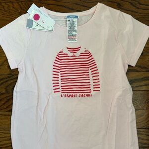 Jacadi Pink Tee with Red Striped Sweater Graphic